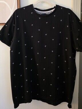 Men's Black Short-Sleeve Tee with White Palm Embroidery